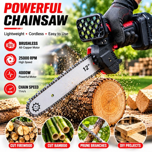 Cordless chainsaw brushless - 12"cordless,